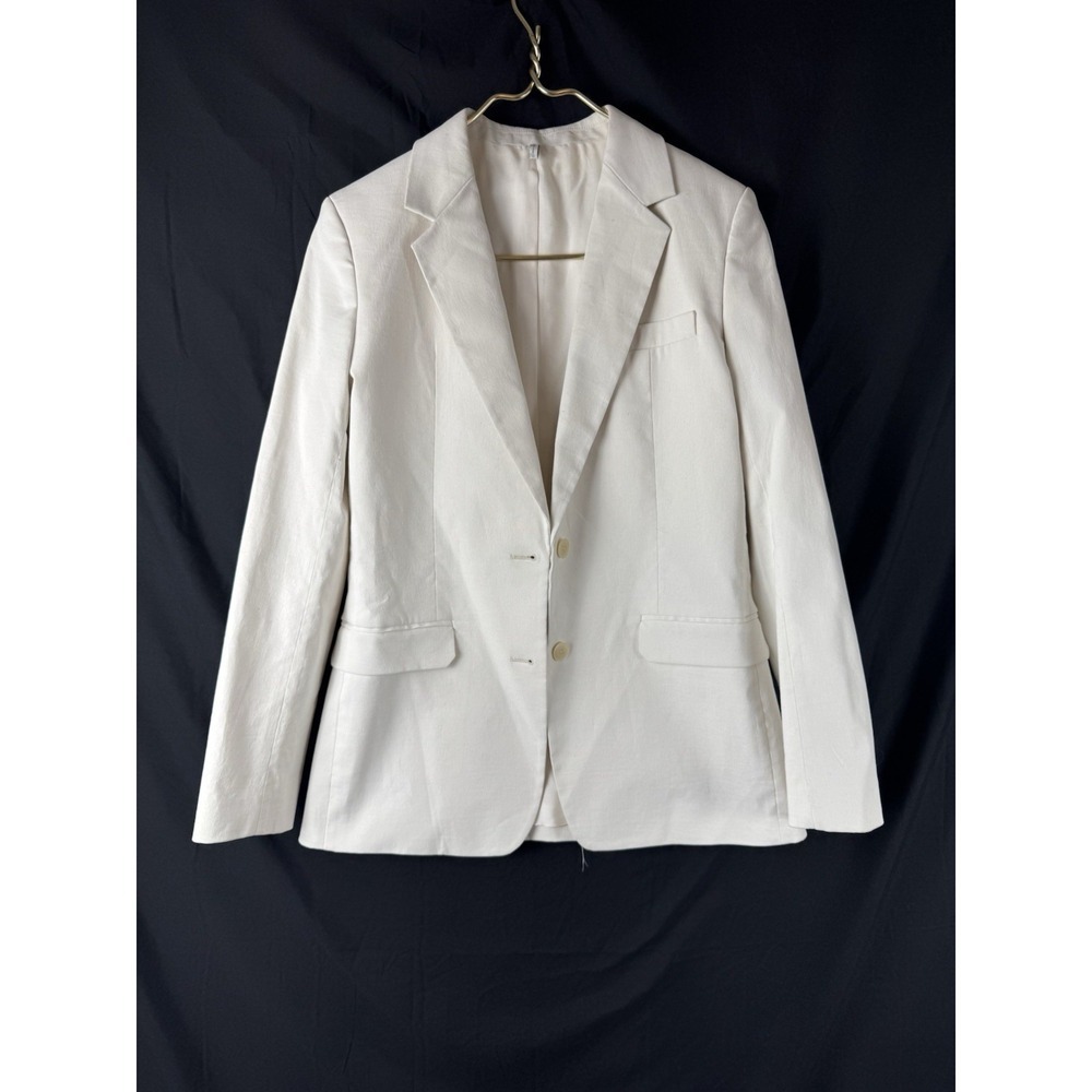 Helmut Lang Cream Off White Silk Lined Cotton Blazer Suit Jacket Womens Size 4